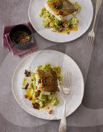 Skrei mit Speckstippe, Skrei with bacon