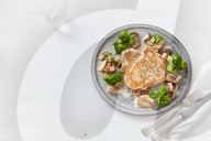 Minutenschnitzel mit Pilz-Rahmsauce, Schnitzel with creamy Mushroom Sauce