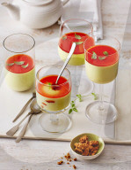 Gewürz-Panna-cotta mit Rhabarber-Verbene-Sirup, Spice Panna cotta with Rhubarb Verbena Syrup