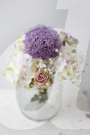 Roundheaded leek, Baby's Breath, Rose and Sevenbark