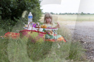 Blonde Girl having a Picnic