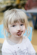 Portrait of a Blonde Girl with Chocolate Beard