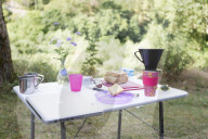 Camping Table with Leftovers from Breakfast