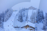 Hochwurzen hut in winter landscape