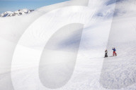 Couple skiing