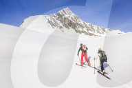Couple skiing