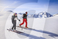 Couple skiing