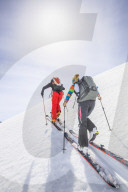 Couple skiing