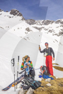 Couple resting during a Ski Session