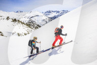 Couple skiing