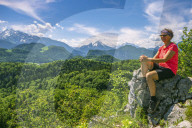 Woman resting during a Trekking Tour at Berchtesgaden Alps