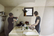 Couple cooking together
