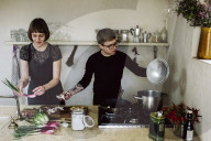 Couple cooking together