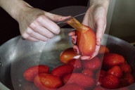 Peeling boiled Tomatoes