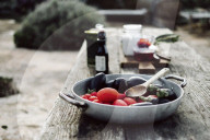 Tomatoes and Eggplants in a Bowl