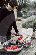 Step, Various Vegetables, Cutting Tomatoes
