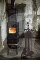 Wabi-Sabi Living Concept, Cast-Iron Fireplace and Pokers