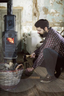 Wabi-Sabi Living Concept, Man chopping Wood