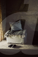 Wabi-Sabi Living Concept, Stool with Blanket and Pillow