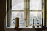 Wabi-Sabi Living Concept, Windowsill with Candle Holders and Jug