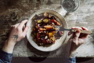 Vegetarian Meal with Pumpkin, Beetroot, Sprouts and Barley 
