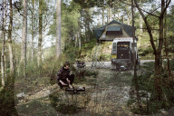 Woman preparing a Meal outdoors