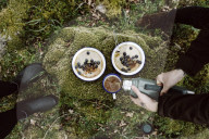 Porridge with Blueberries and a Cup of Tea