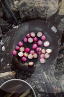 Step, Potatoes with Radish and Peas, Roasting Radish in a Pan