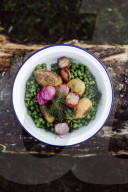 Potatoes with Radish and Peas