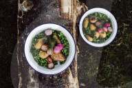 Potatoes with Radish and Peas