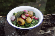 Potatoes with Radish and Peas
