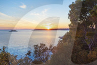 Sunset over the sea on Korcula