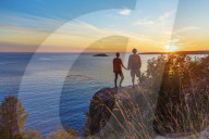 Young couple enjoys the sunset
