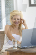 Young woman working with laptop