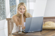 Young woman working with laptop
