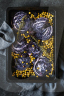 Zutaten Rotkohl & Kichererbsen geröstet mit Brombeeren, Ingredient Red cabbage & chickpea roasted with blackberry
