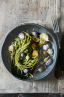 Pasta mit gebratenen Radieschen, Pasta with fried radishes