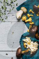 Zutaten Gemischte Pilzsuppe mit Esskastanien, Ingredient Mixed mushroom soup with sweet chestnuts