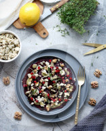 Rote Bete Carpaccio mit Tofu nach Feta Art, Beetroot carpaccio with tou feta