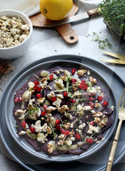 Rote Bete Carpaccio mit Tofu nach Feta Art, Beetroot carpaccio with tou feta