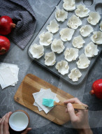 Step Vegane Rotkohl-Maronen-Cups, Step Vegan red cabbage and chestnut stuffed phyllo cups