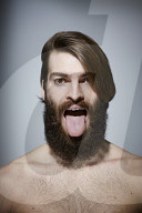 Bare-chested Man with Full Beard