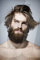 Bare-chested Man with Full Beard