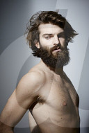 Bare-chested Man with Full Beard