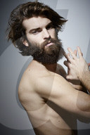 Bare-chested Man with Full Beard