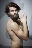 Bare-chested Man with Full Beard