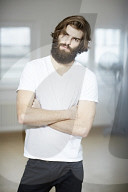  Portrait of a Man wearing a white T-Shirt