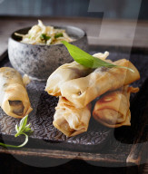Wiesenpilz-Fru?hlingsrollen, Spring Rolls with Mushrooms