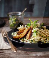 Zweimal gebratenen Seitanstreifen, Fried Seitan