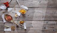 Various Seasonings, Bell Pepper, Curcuma, Curry, Lemon, Hot Pepper, Garam Masala and Coconut